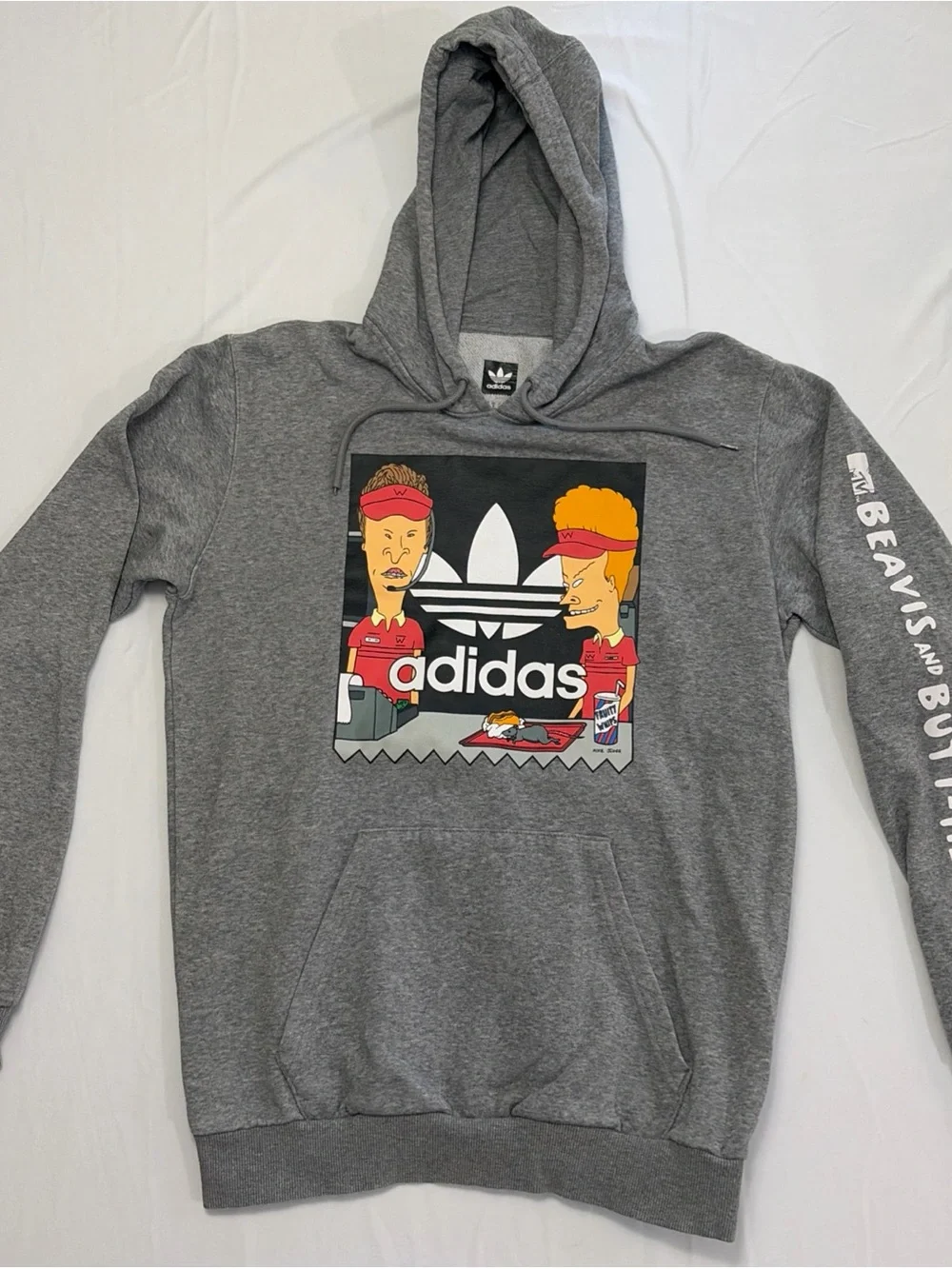 adidas Gray Beavis & Butt-Head Graphic Pullover Hoodie